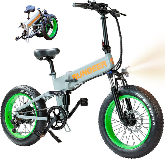 750W Adult Electric Bicycle, 20 inch Fat tire Aluminum Frame, Maximum Speed of 32 Miles per Hour with Samsung High Performance Batteries 48V Front and Rear Shocks Absorption(Gray)