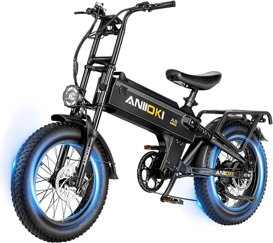 ANIIOKI Electric Bikes, A8 PRO MAX Ebikes for Adults 48/52V 60AH, 1600W Peak Power Electric Bicycles, 30+MPH Electric Bike for Adults, Fat Tire Electric Bike, Electric Mountain Bike