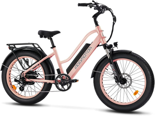 ADDMOTOR M-430 Electric Bike for Adults, 85 MI, 24" x 4.0" Fat Tire Cruiser Electric Bicycles, Step-Thru Electric Bike with 750W Motor, 28MPH, 48V 20 AH Removable Battery, 7-Speed